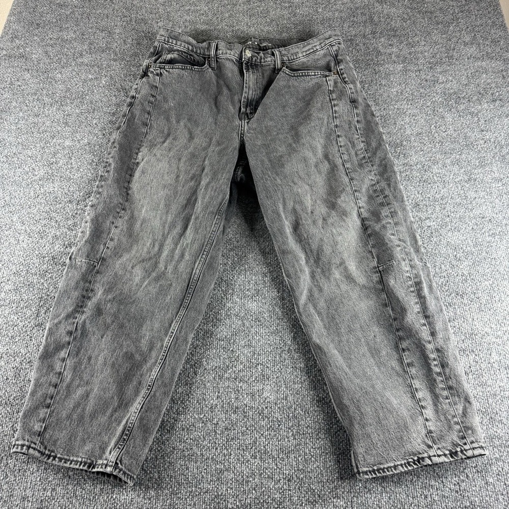 Old Navy High Rise Barrel Leg Jeans Womens 16 Gray Charcoal Stretch Denim